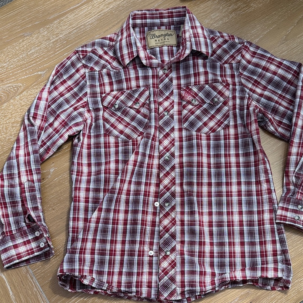 Wrangler Red and White Plaid Shirt